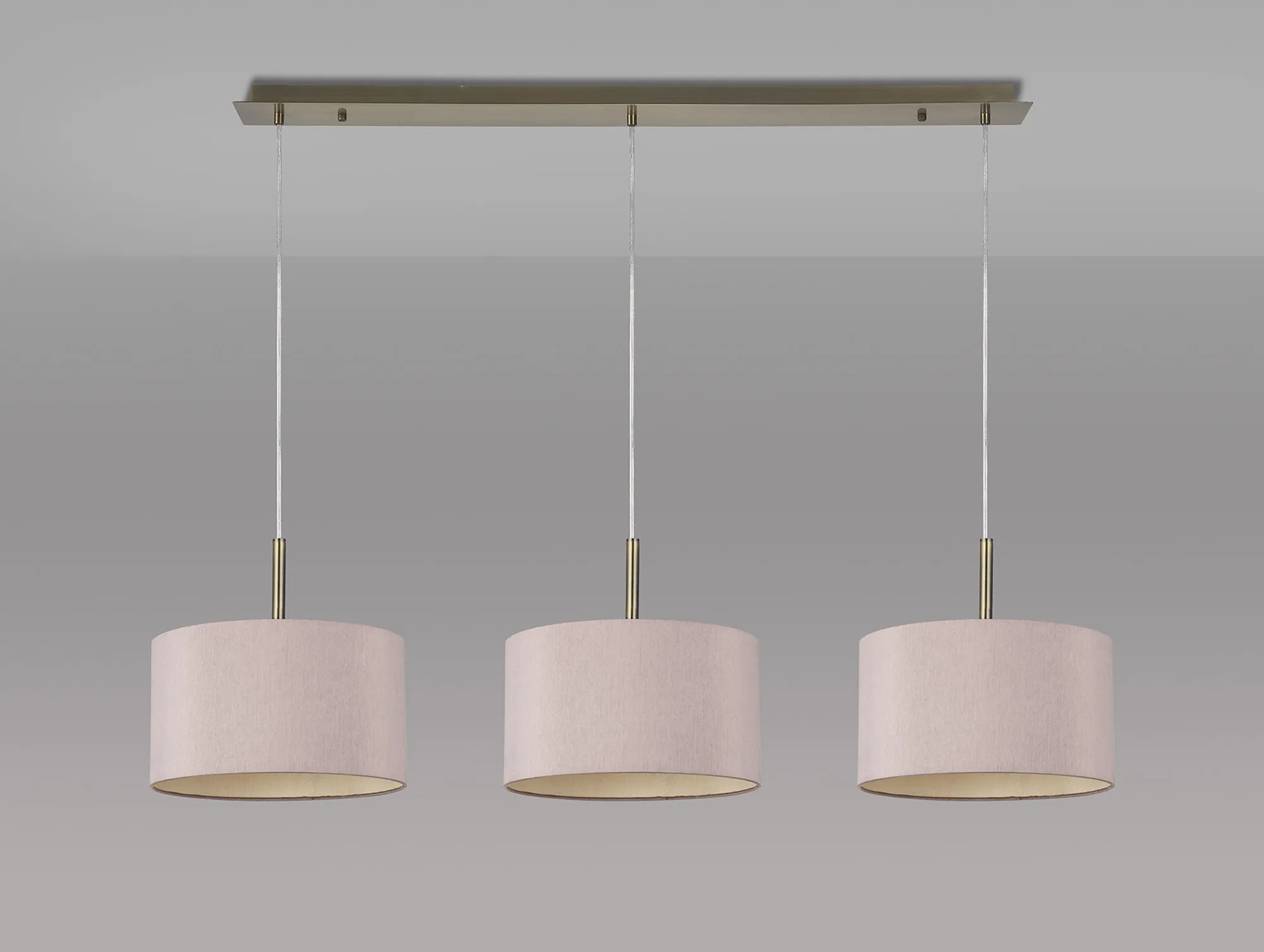 Baymont 30cm Shade 3 Light Pendant Antique Brass, Taupe/Halo Gold DK0571  Deco Baymont AB TA